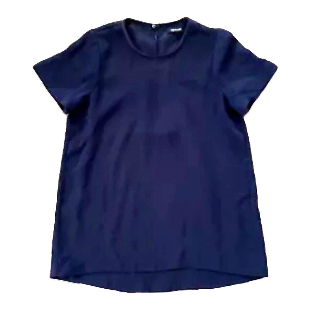 MADEWELL Womens Top Sz XS Navy Blue Blouse Short Sleeve Teacher Office Night Out